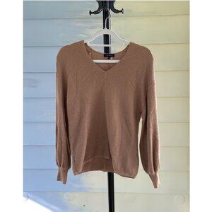 1. State Beige V Neck Ribbed Long Sleeve Sweater Size Small